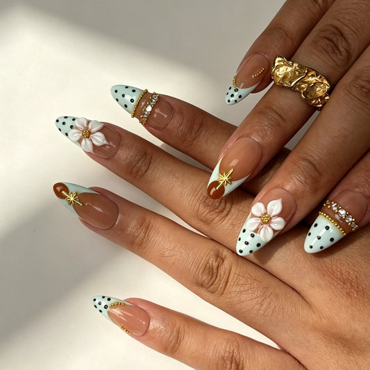 Mint Petal fresh tone press on nails on hand sweet dating manicure