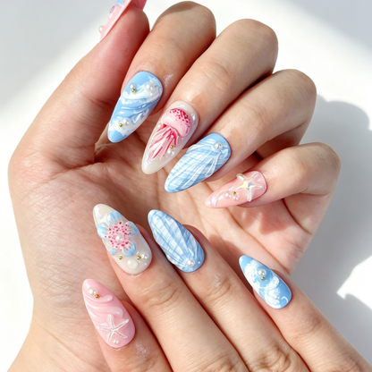 Close Up Ocean Nail Art, 3D Jellyfish Starfish Shell Pearl Decor