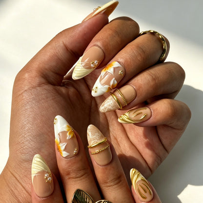 Elegant Aureate Ivory press‑on nails daily wear hand photo