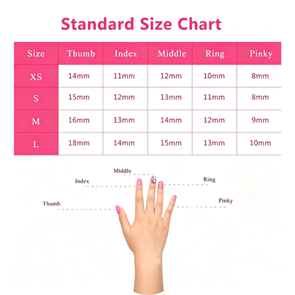 Press on nails standard size chart XS‑L measurement guide for false nail fitting