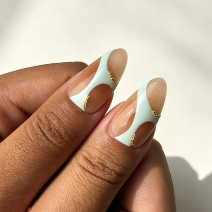 Fresh minimalist Mint Petal press on nails leisure daily manicure